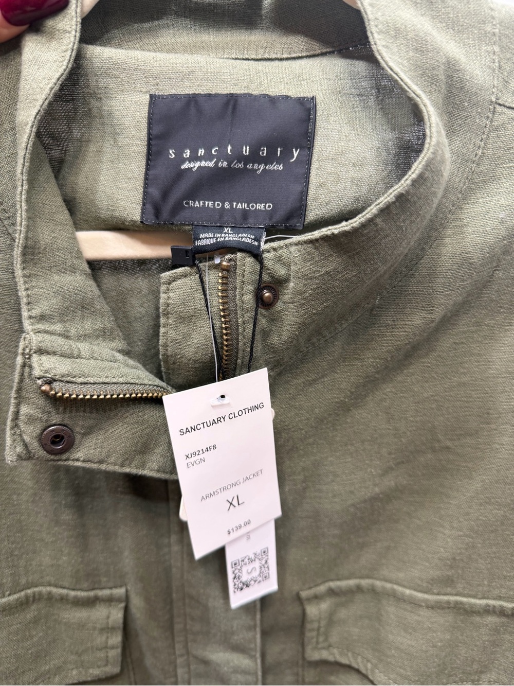 Sanctuary Armstrong Sage Green Linen Blend Utility Jacket XL NWT - Picture 9 of 13